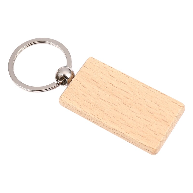 50 Blank Houten Sleutelhanger Rechthoekige Graveren Key Id Kan Worden Gegraveerd Diy