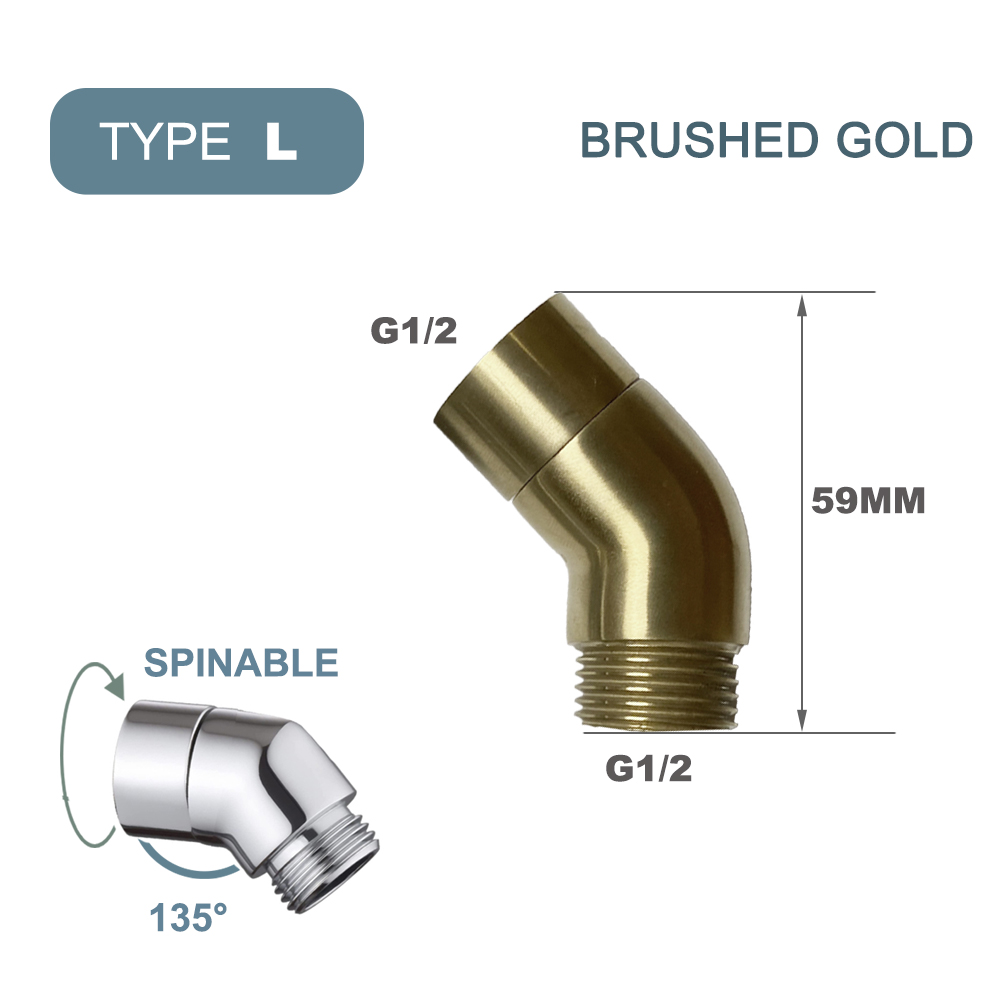 Angle 90° 135° Shower Elbow Adapter G1/2 Bathroom Shower Head Arm Connector Female Male Rainfall Handheld Shower Accessory: light green