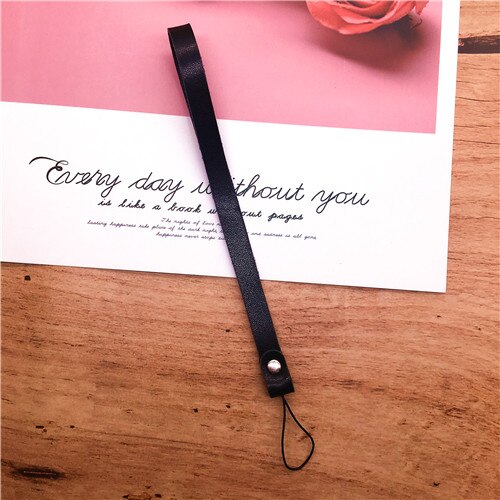 Leather Wrist Strap Hand Lanyard For Phone iPhone Samsung Camera GoPro USB Flash Drives Keys ID Card keycord keychain: black long 16cm