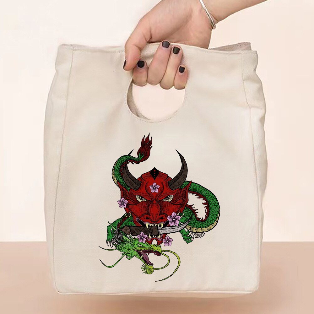 Gecontracteerde Stijl Geïsoleerde Lunch Tas, Duurzaam Bento Pouch, Thermische Lunch Box, Cooler Tassen, kat Print Lunch Container Bag: 5monster026