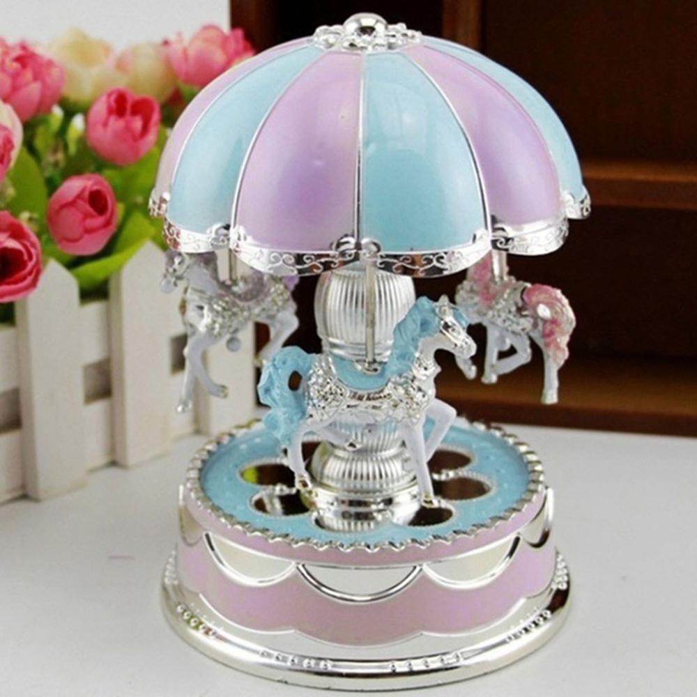 Kids Girls LED Carousel Light Music Box Xmas Home Decor Wedding Birthday Children Musical Geometric Toy