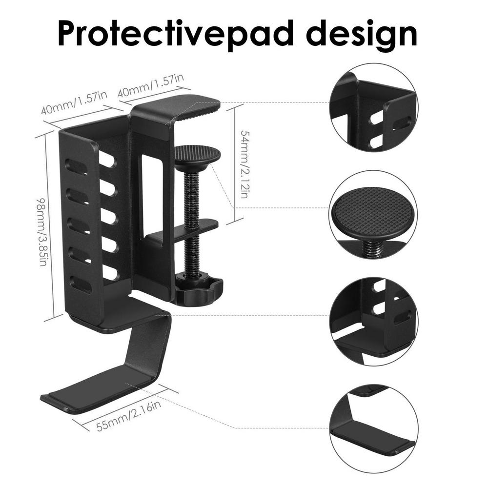 Onder Bureau Laptop Houder Klem Op Side Desk Organizer Anti-Kras Houder Geen Boor Bureau Opknoping Bestand Houder Rack Kantoren Thuis: Black