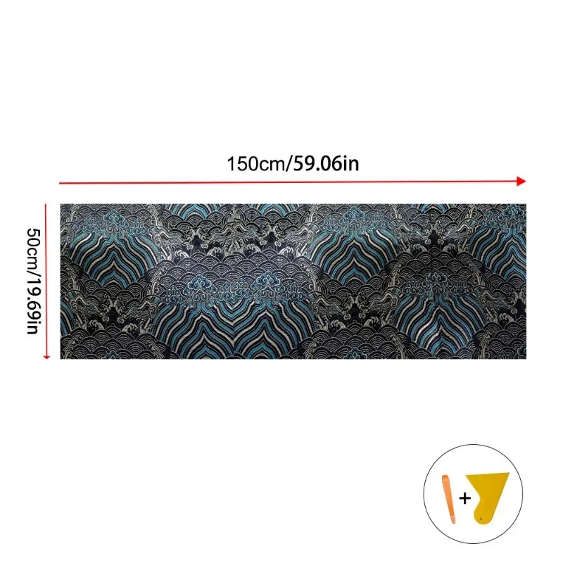 1PC Auto-interieurstickers Hoogwaardige brokaat satijnen borduurstickers Zelfklevende stoffen stickers Universele AB Pijler Backi: Blauw