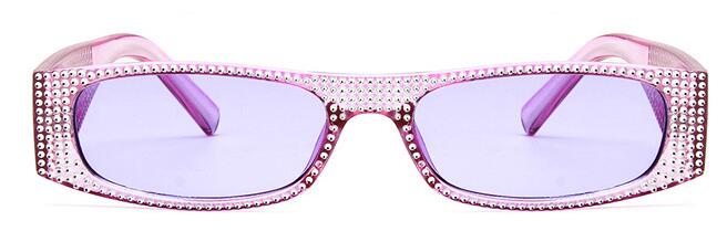 Gafas de sol cuadradas de diamante para mujer, anteojos de sol femeninos de , de tamaño pequeño, de cristal, con degradado, con UV400,: clear purple