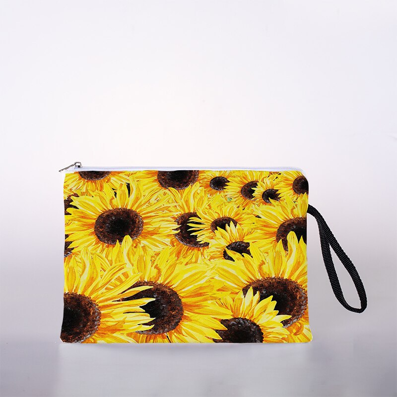 Kosmetyczka z nadrukiem słonecznika torba podróżna na zewnątrz dziewczyna kosmetyki dla kobiet torba kosmetyczka worek robić przechowywania panie pudełko na kosmetyki: 3
