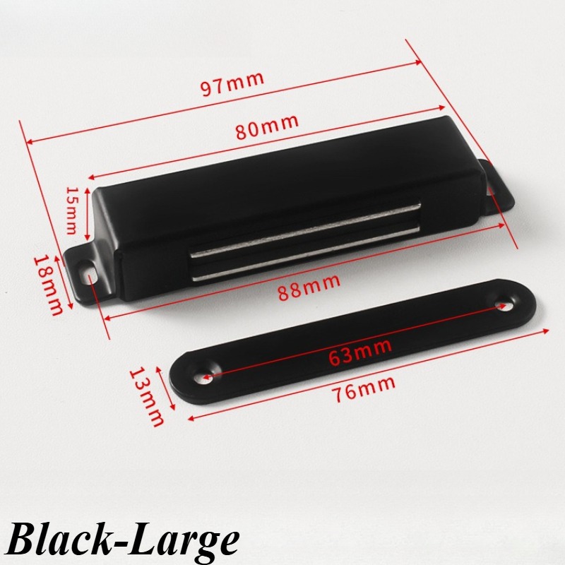 1 stk. magnetlås til køkkenskabslåger i rustfrit stål til tv-bord, skab og andre møbler, skuffedør: Sort