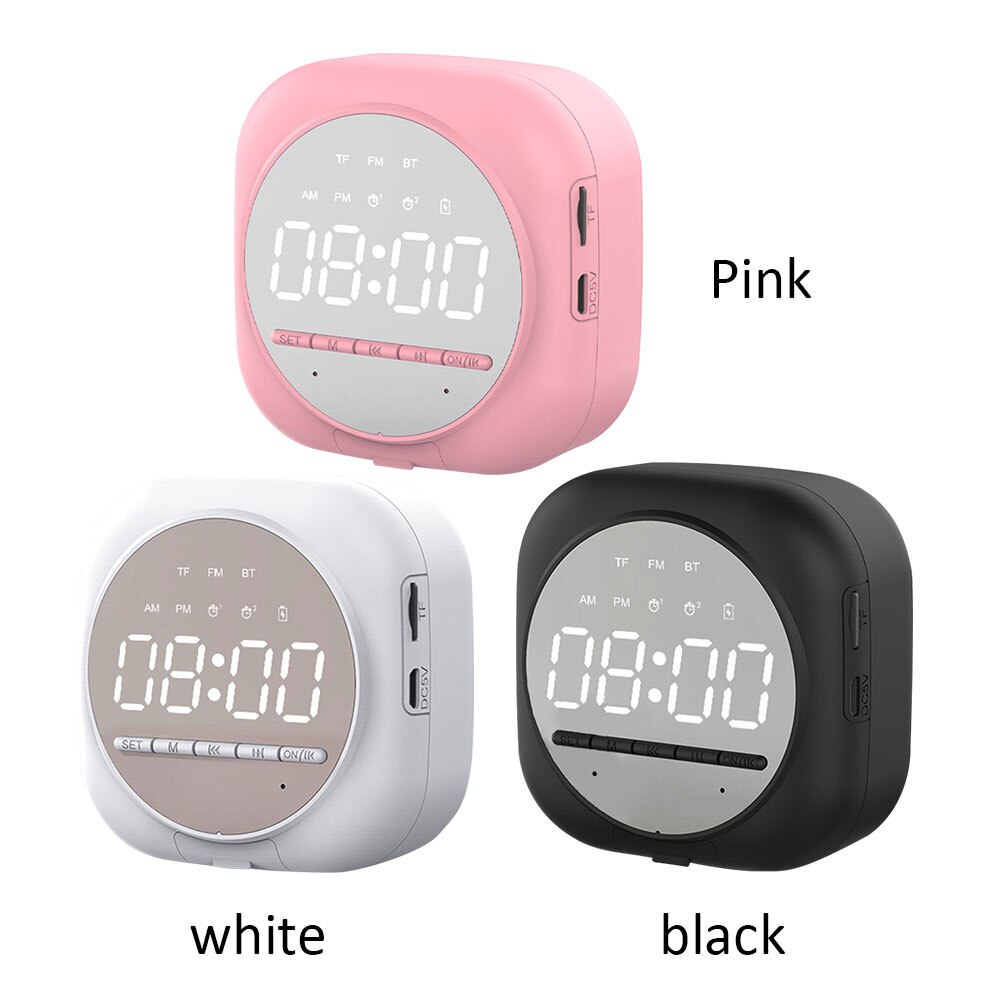 Multifunction Alarm Clock Bluetooth Speaker With FM Radio LED Snooze Wireless Subwoofer Music Player Table Clock Phone Stand