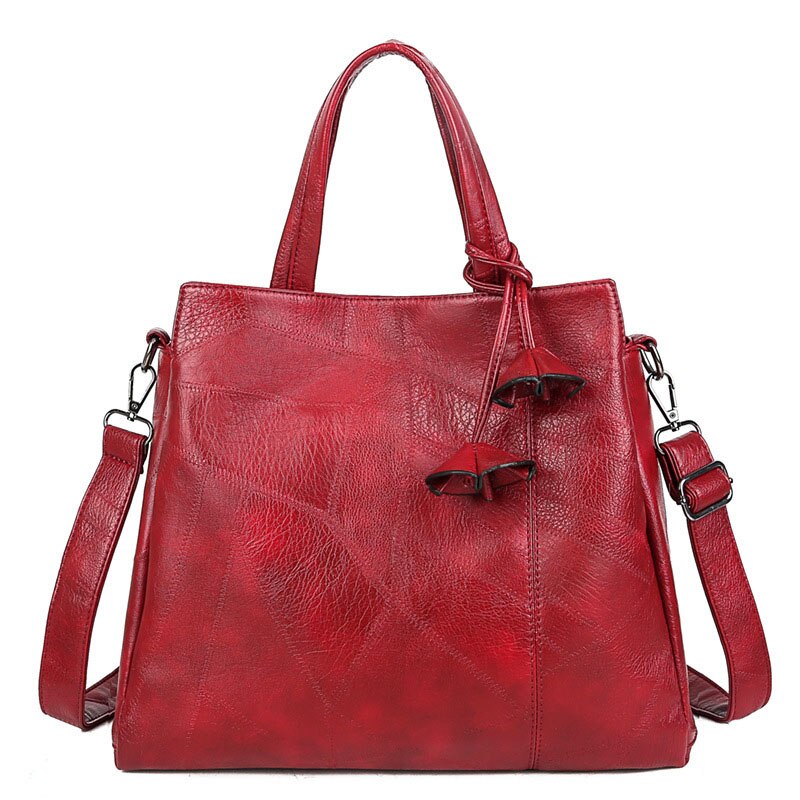 Smooza dames kwastjes ornamenten tassen patchwork handtas feesttas dames messenger crossbody schoudertassen dames handtassen: Rood