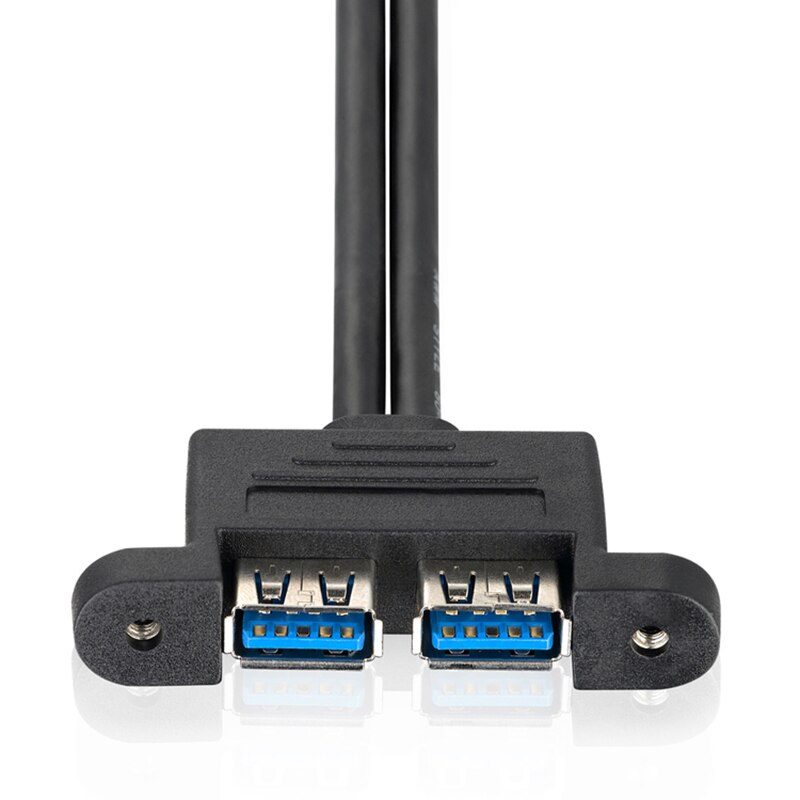 Dual USB 3.0 Male to Female Extension Cable with Screw Mount Hole for Home Office DQ