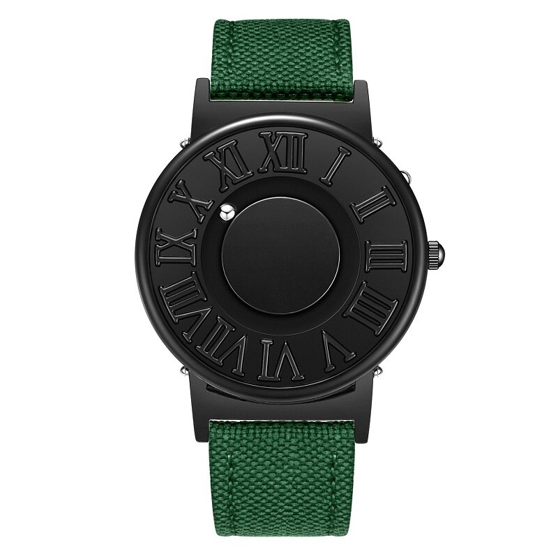 Eutour Horloge Man Canvas Lederen Band Heren Horloges Magnetische Bal Show Quartz Horloges Mode Mannelijke Klok Horloges