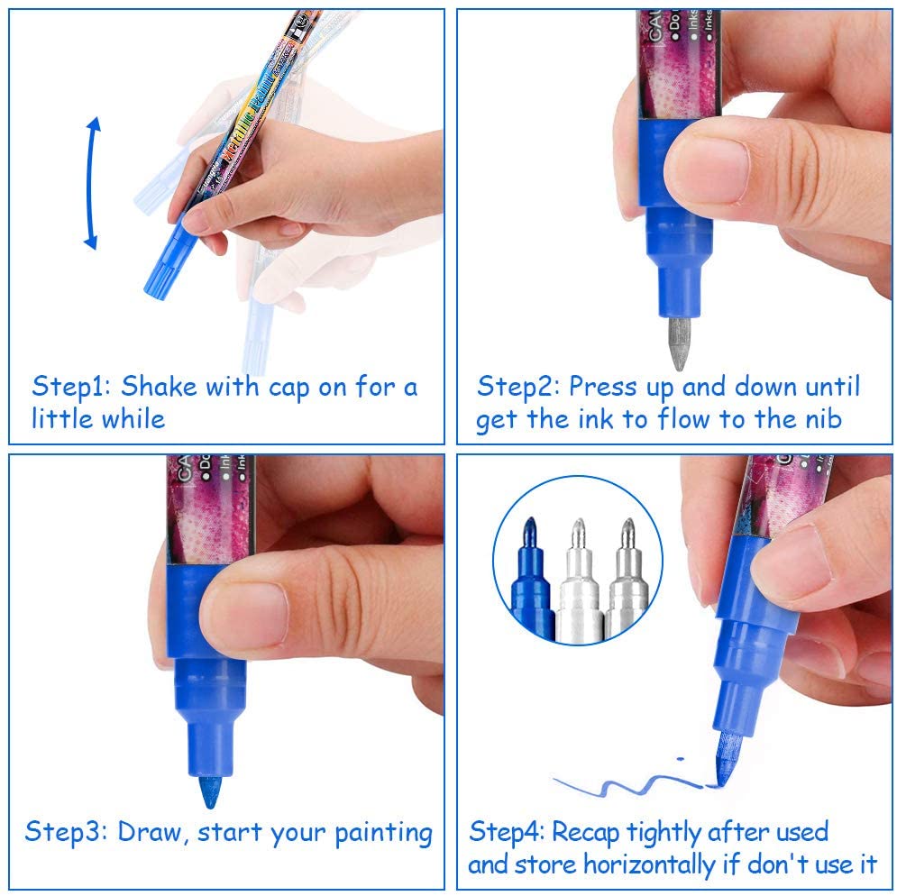 Juego de rotuladores metálicos de 18/24mm, Set de 6/12/0,7 colores, pinturas acrílicas, dibujo, grafiti, pintura, material escolar, papelería artística