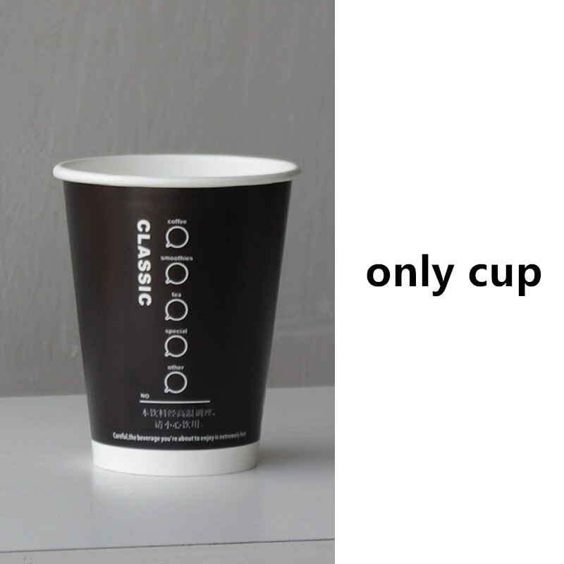 50pcs Thicken 400ml 500ml disposable tea cup black drink coffee paper cup takeaway packaging cups with lid: only cup / 500ml 50pcs