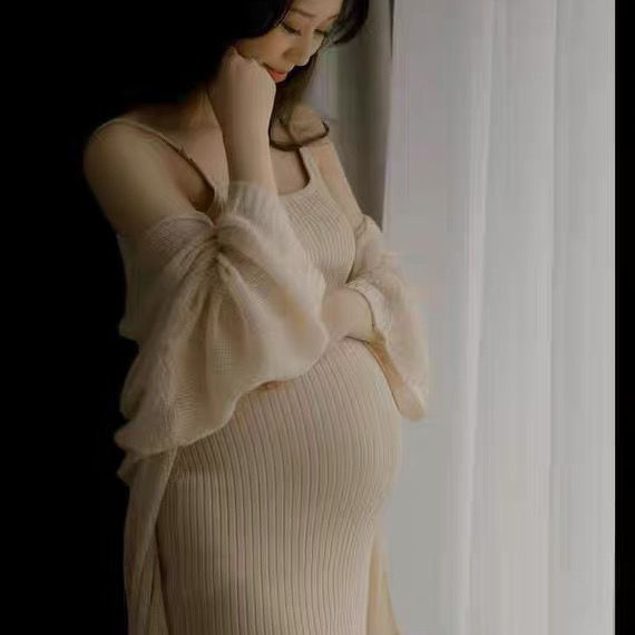 Ropa de fotografía de maternidad, cárdigan, falda para fotos, ropa de maternidad, vestido para sesión de fotos de embarazo