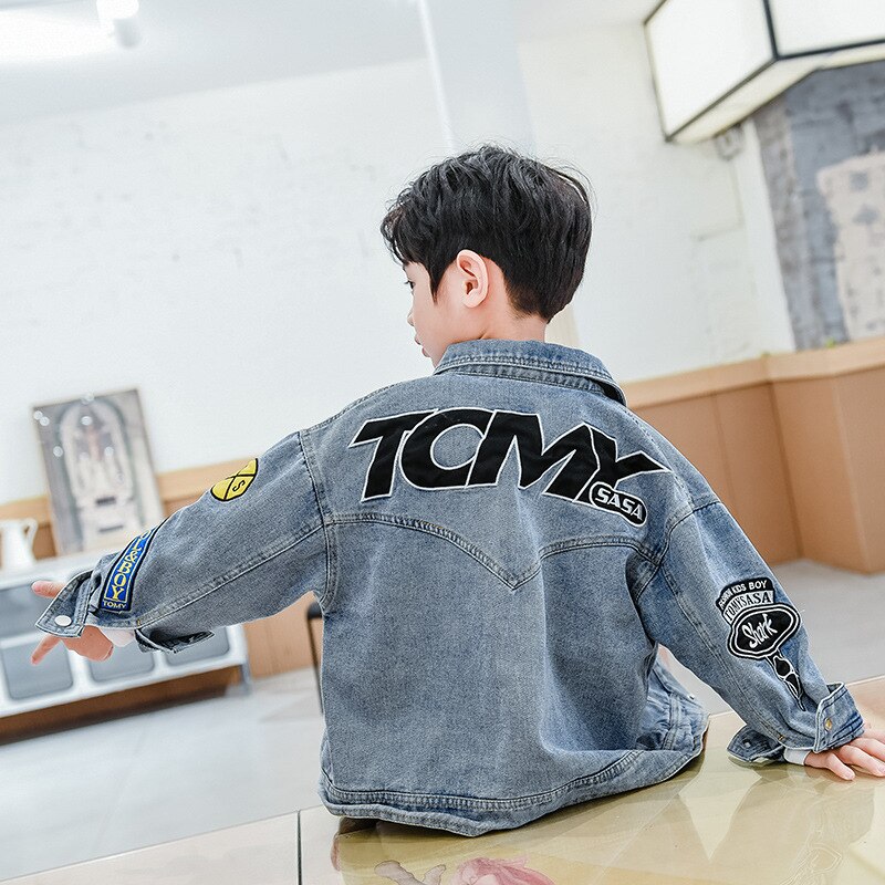 Veste en denim pour enfants de 6 à 12 ans, printemps et automne