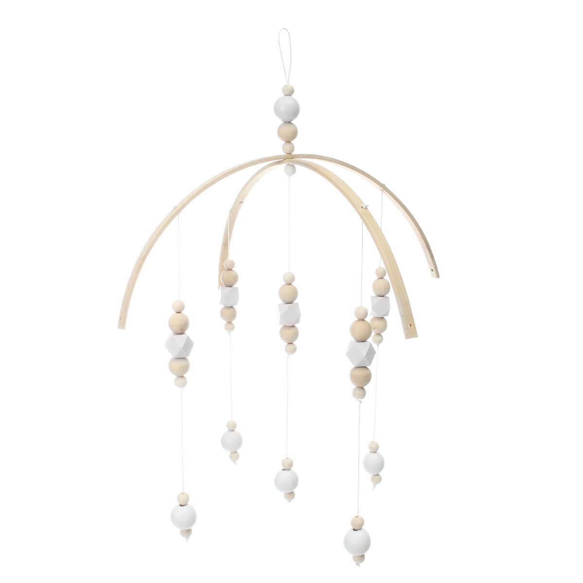 Wooden Baby Rattles Baby Crib Mobile Bed Bell Toy Hanging DIY Rotary Holder Arm Bracket Baby Room Decorative Wood Bead