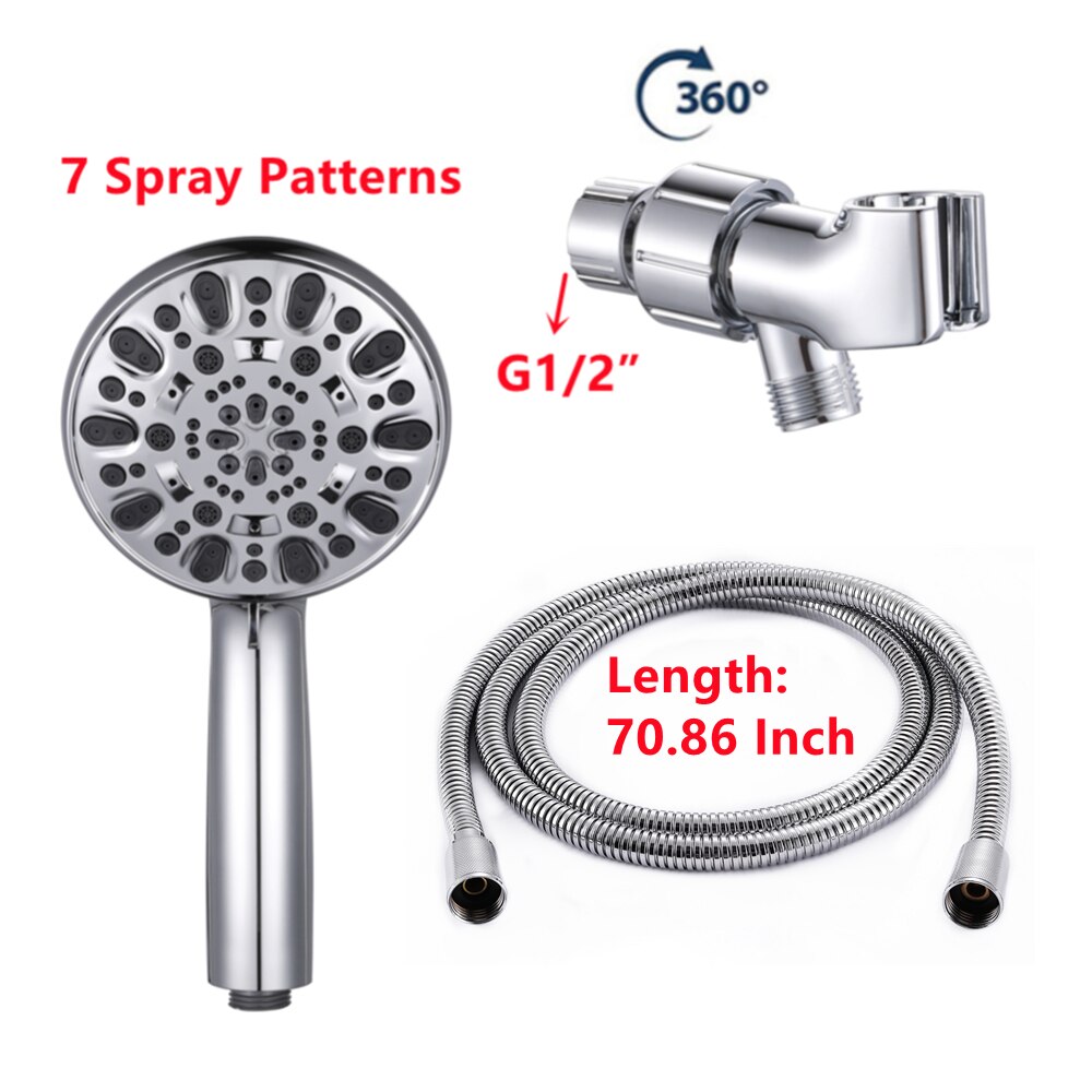 7 Function High Pressure Rain Shower Sprayer Set ABS Hand Held Shower Head Chrome Plated/Brushed Nickel Bathroom Shower Set