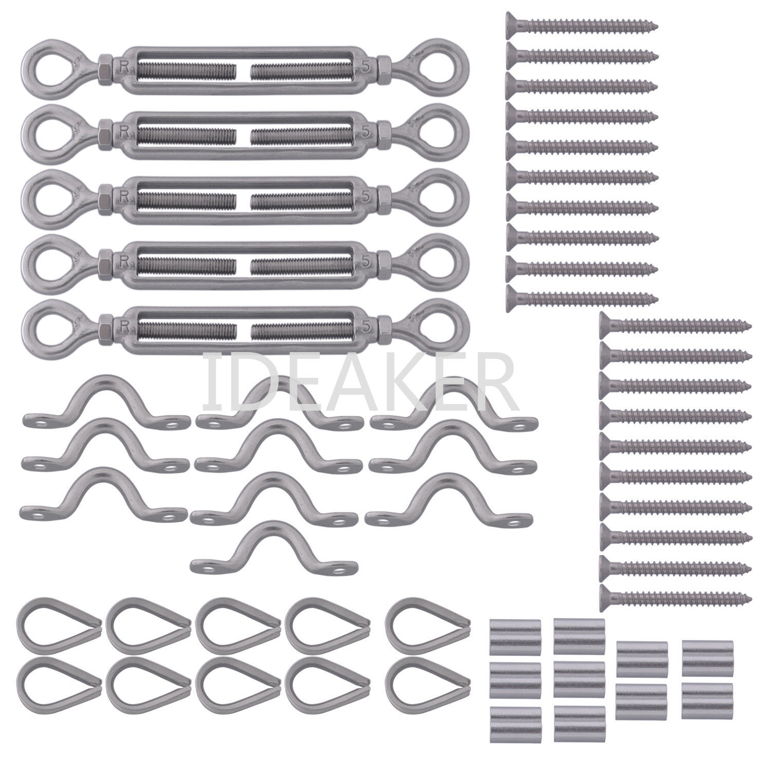 5 Groups 316 Stainless Steel Heavy Duty Cable Wood Posts Railing Kits