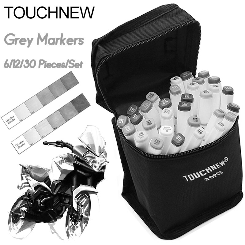 TOUCHNEW 6/12/30 kolory skali szarości markery artystyczne zestaw głowy dwukrotnie pisak robić szkicowania alkoholu tuszu na bazie neutralny szary tona dostaw sztuki