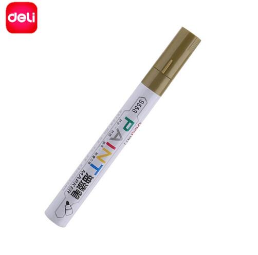 Deli 1 PCS Permanent Marker White Paint Marker Pens Assorted Colors Markers Stationery school & office Supplies Mark pen 8 color: gold S558-4
