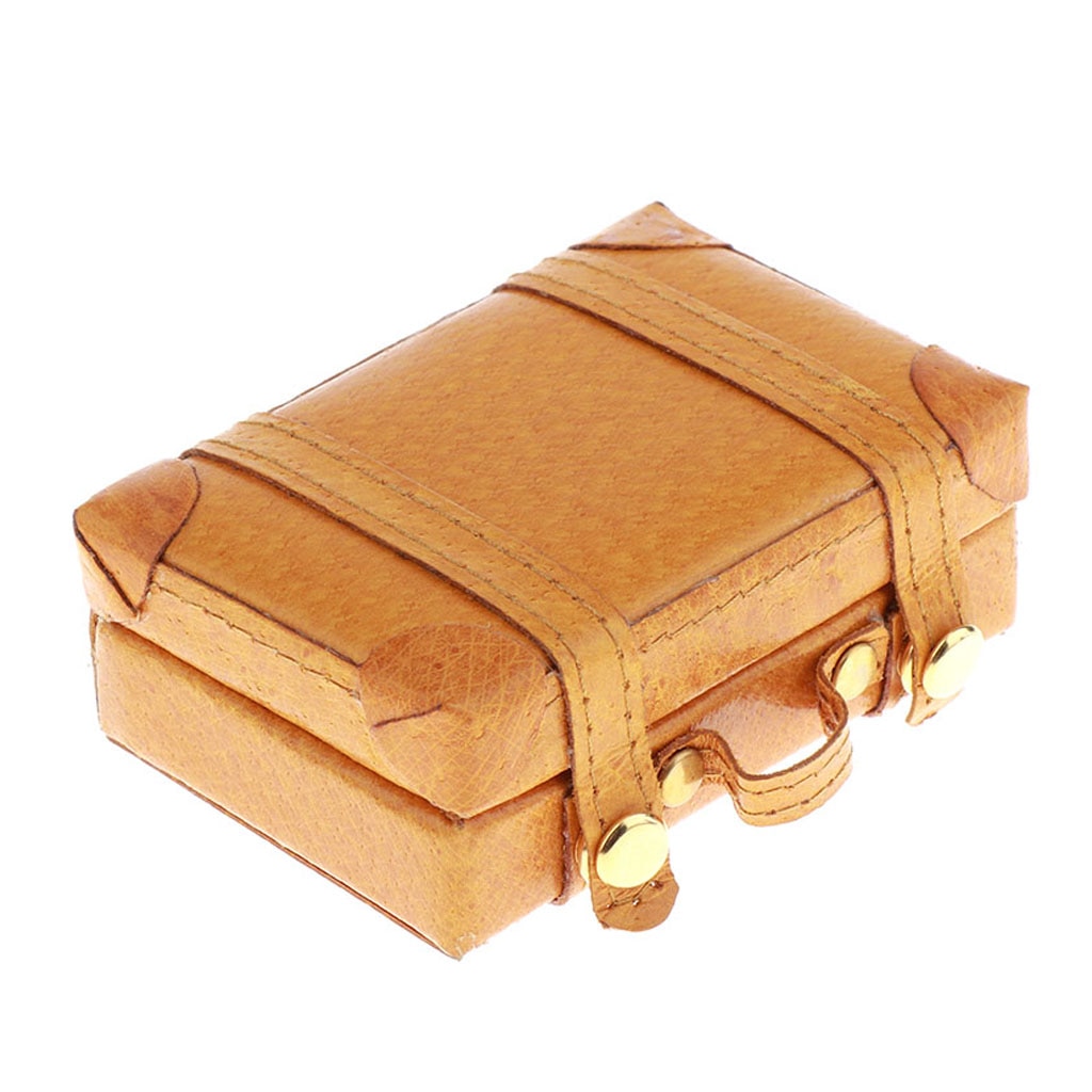 1/6 Classic Doll Dollhouse Miniature Toy PU Leather Trunk Box Suitcase Luggage Traveling Case