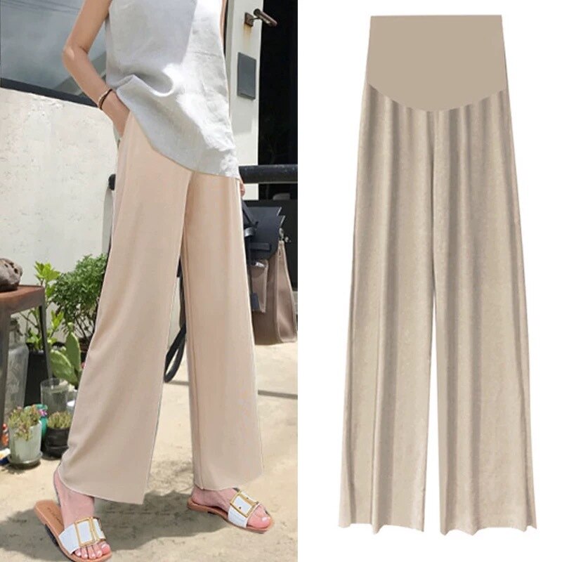 Maternity Trousers Spring Summer Clothes Pregnant Women Wide-leg Trousers Thin Loose Pleated Maternity Casual Trousers