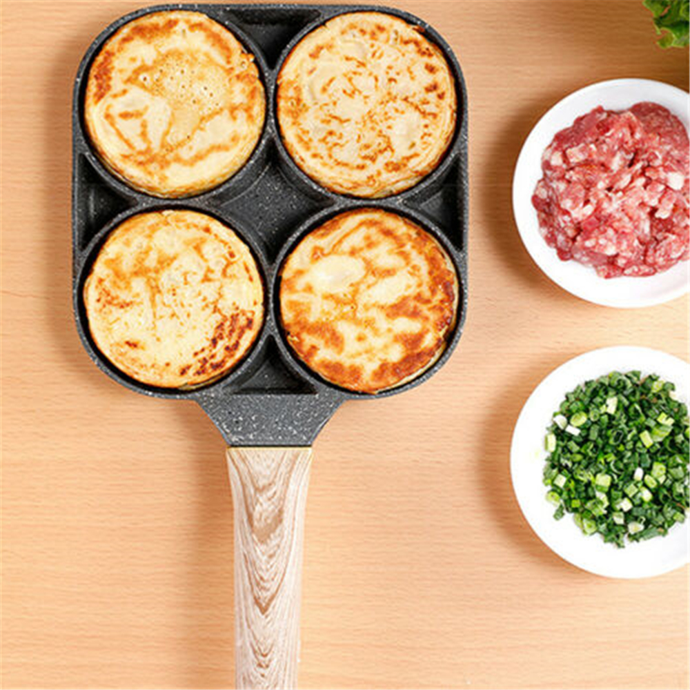 Quatro-buraco frigideira engrossado panela de omelete não-vara ovo panqueca bife pan cozinhar ovo presunto panelas pequeno-almoç: Default Title