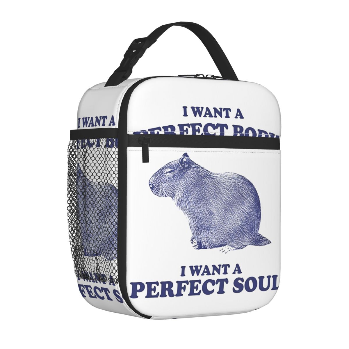 Don't Worry Be Capybara Insulated Lunch Bags Portable Reusable Cooler Bag Tote Lunch Box College Picnic Bento Pouch: SKY BLUE