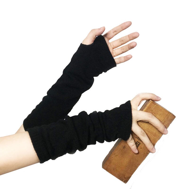 Gants longs unisexes sans doigts, Cosplay, Anime, gothique, chauffe-bras, en tricot, poignet, coude, mitaines, vêtements, accessoires
