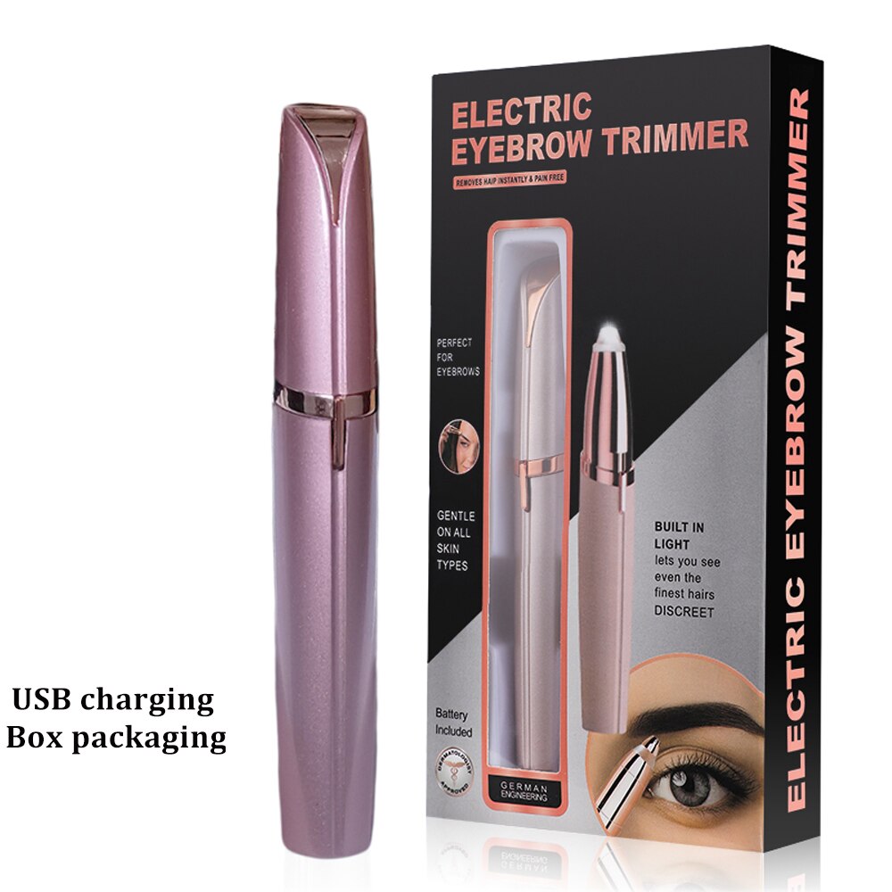 Electric Epilator Eyebrow Trimmer Makeup Painless Epilator Facial Hair Eye Brow Remover Mini Eye Brow Shaver Razors USB/Battery: USB purple