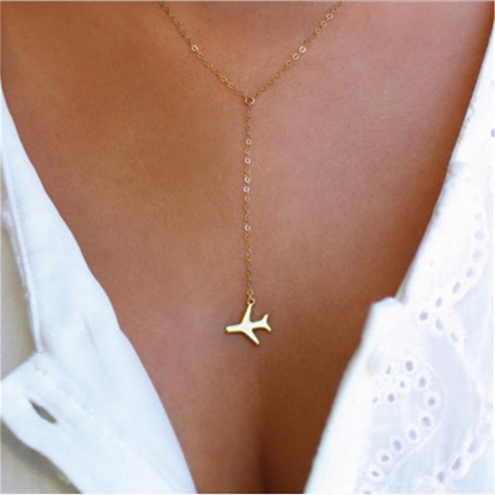 Eenvoudige Joias Vliegtuig Vliegtuig Kettingen Voor Vrouwen Femme Vliegtuigen Ketting Gelaagde Choker Bohemian Sieraden A037
