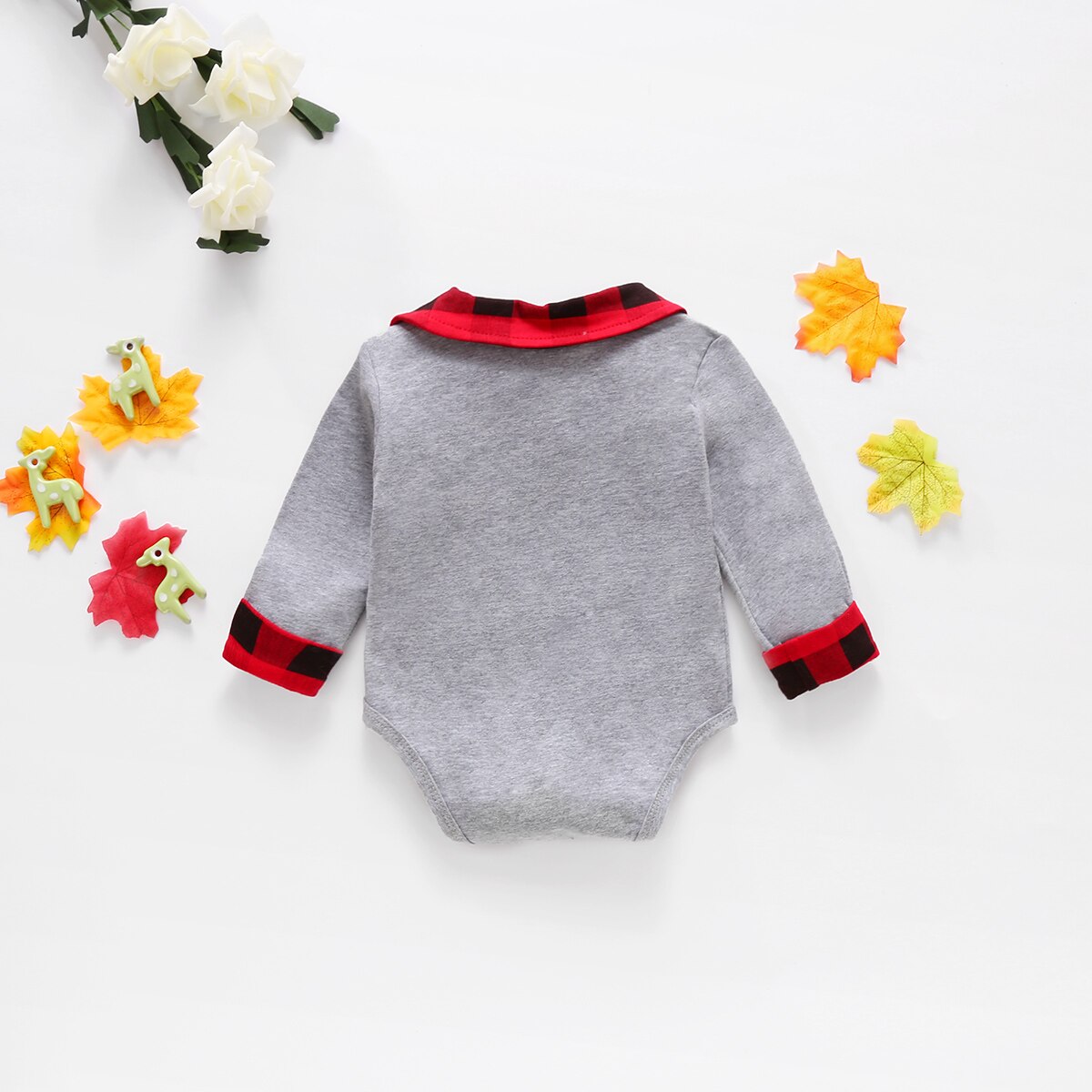 Weihnachten Weihnachten Baby Gentleman Gesamt Jungen Lässig Weihnachten Baum Santa Druck Revers Langarm Strampler