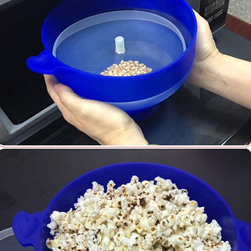 Good Healt Silicone Microwave Popcorn Popper with Lid Home Microwave Popcorn Makers with Handle Collapsible Popcorn Bowl