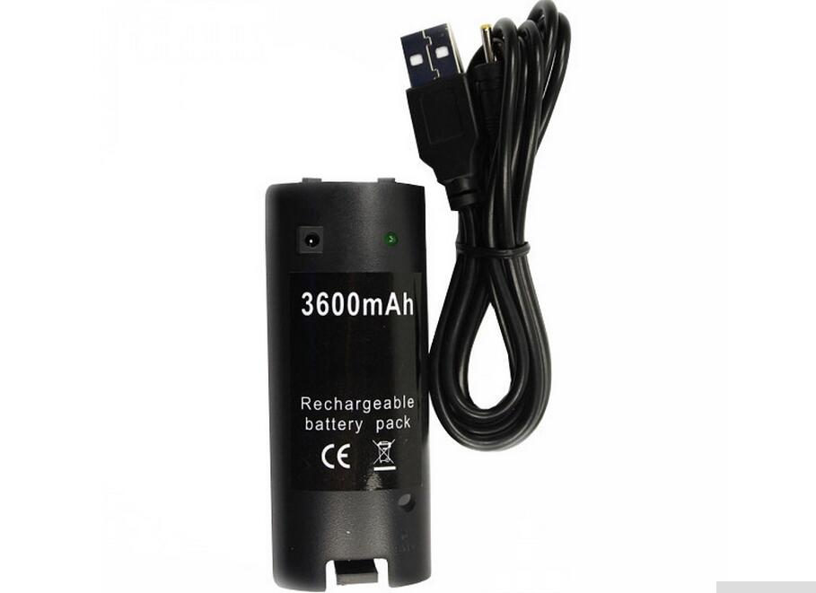 Game accessoires met 3600 mAH Oplaadbare Batterij (Wit Of Zwart) en Oplaadkabel voor Nintendo Wii Afstandsbediening
