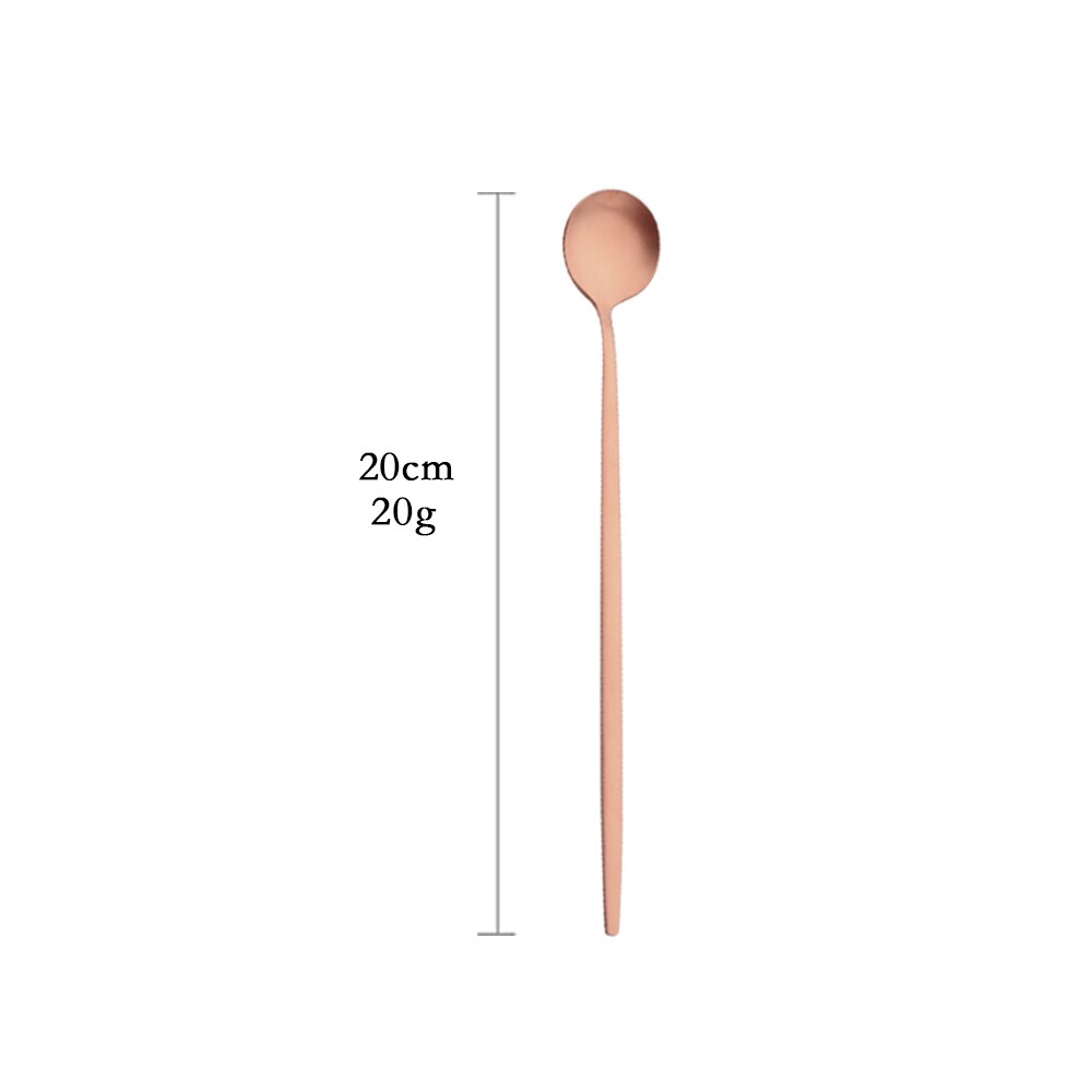 Tableware Matte Rose Gold Cutlery Set Stainless Steel Luxury Dinnerware Home Flatware Dessert Fork Tea Spoon Knife Kitchen Set: Long Spoon