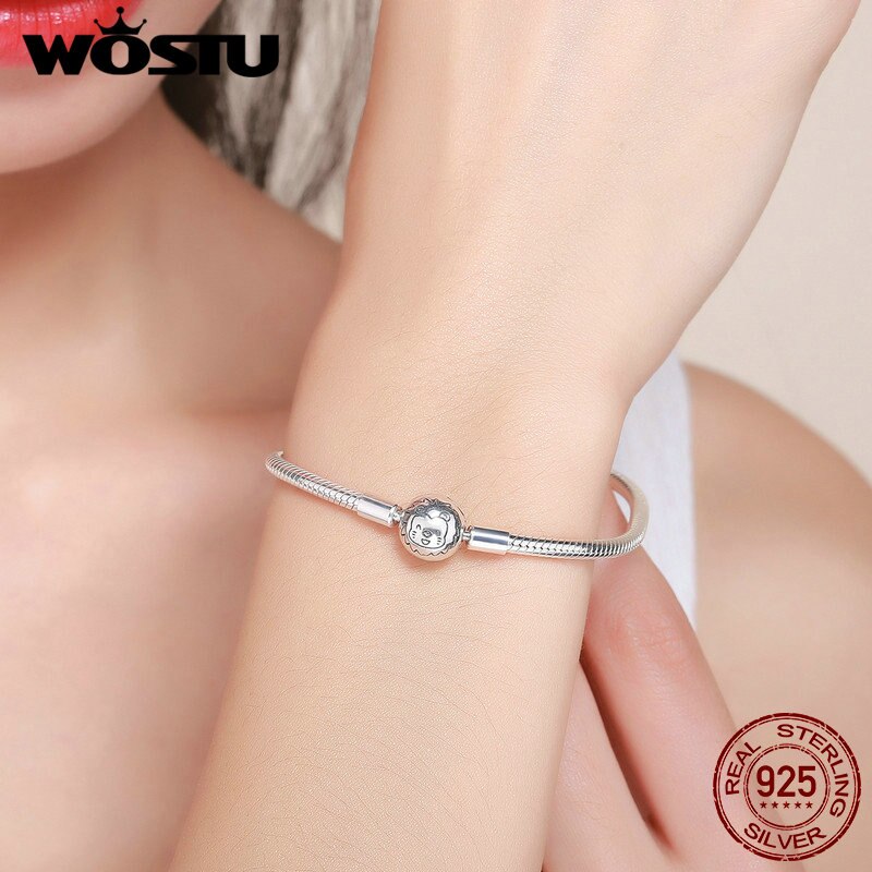 Wostu 100% 925 prata esterlina rosa aaa zircão cúbico charme strand pulseiras para as mulheres ajuste diy contas de prata esterlina jóias presente