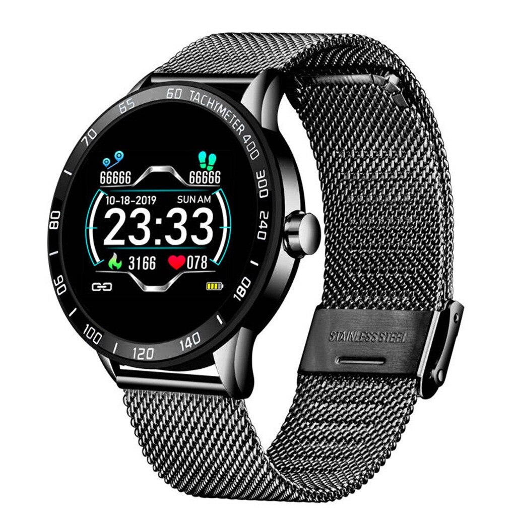 BEHATRD Smartwatch - OLED Color Display - Heart Rate & Blood Pressure Monitor - Stainless Steel Band: F
