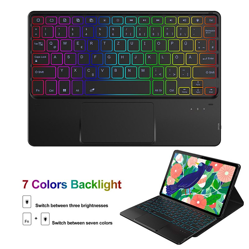 Deutsche Backlit Toetsenbord Case Voor Samsung Galaxy Tab S7 + 12.4 "/S7 11'' Tablet Cover Backlight Duitse bluetooth Toetsenbord Funda