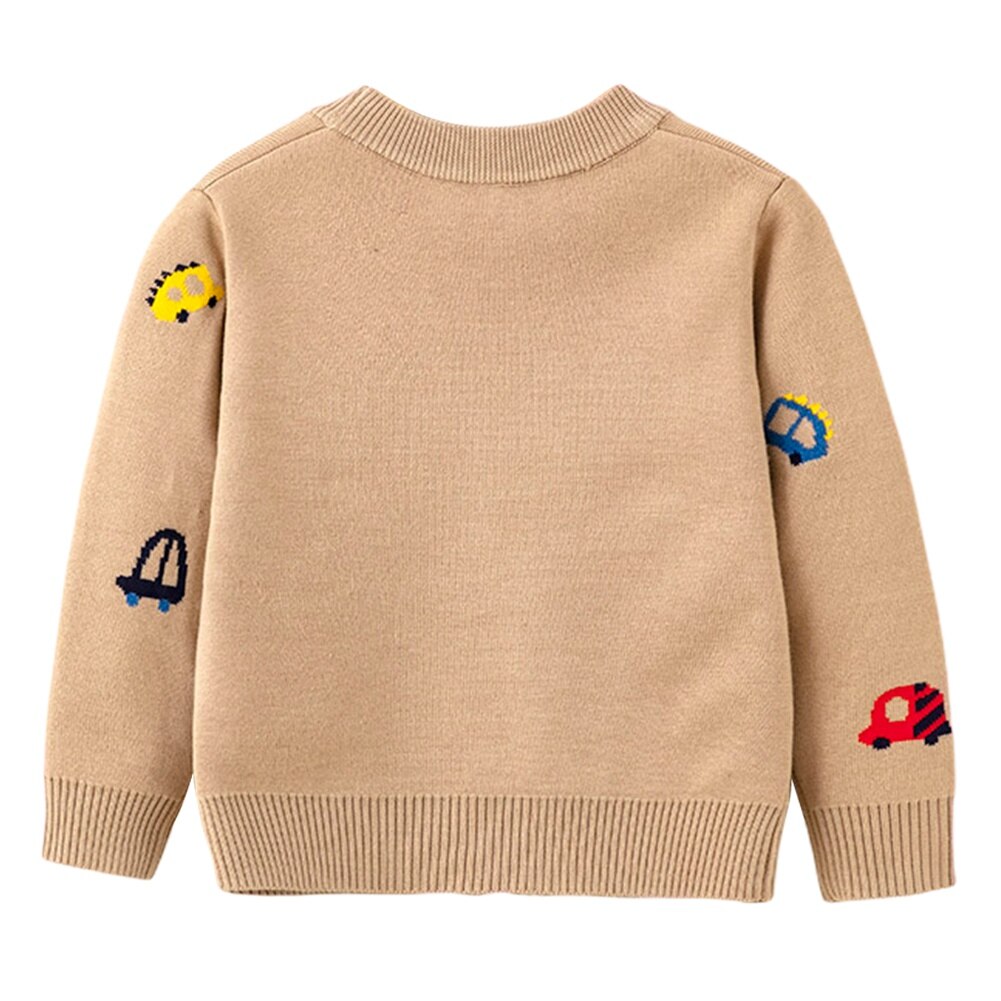 Cardigan per bambini primavera e autunno Cartoon Car Print maglione cardigan giacca cappotto ragazzi bambino abbigliamento per bambini