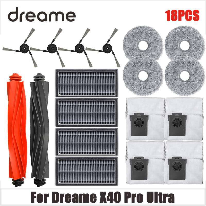 Dreame X40 pro ultra robot aspirapolvere principale doppio principale spazzola Mocio filtro Hepa sacchetto della polvere accessori pezzi di ricambio di ricambio: bianca