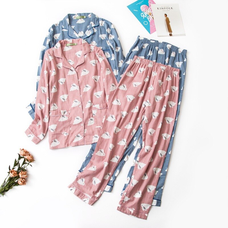 Pyjama à manches longues pour Couple, vêtements de nuit, en coton, grande taille, printemps et été