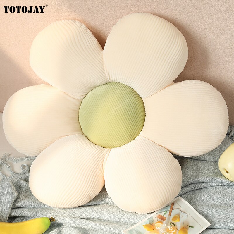 Bunte Blume Plüsch Kissen Spielzeug Weichen Karikatur Anlage Gefüllte Puppe Stuhl Kissen Sofa Kissen Dekorative Boden matt SchöNe: Weiß-Grün / 55CM