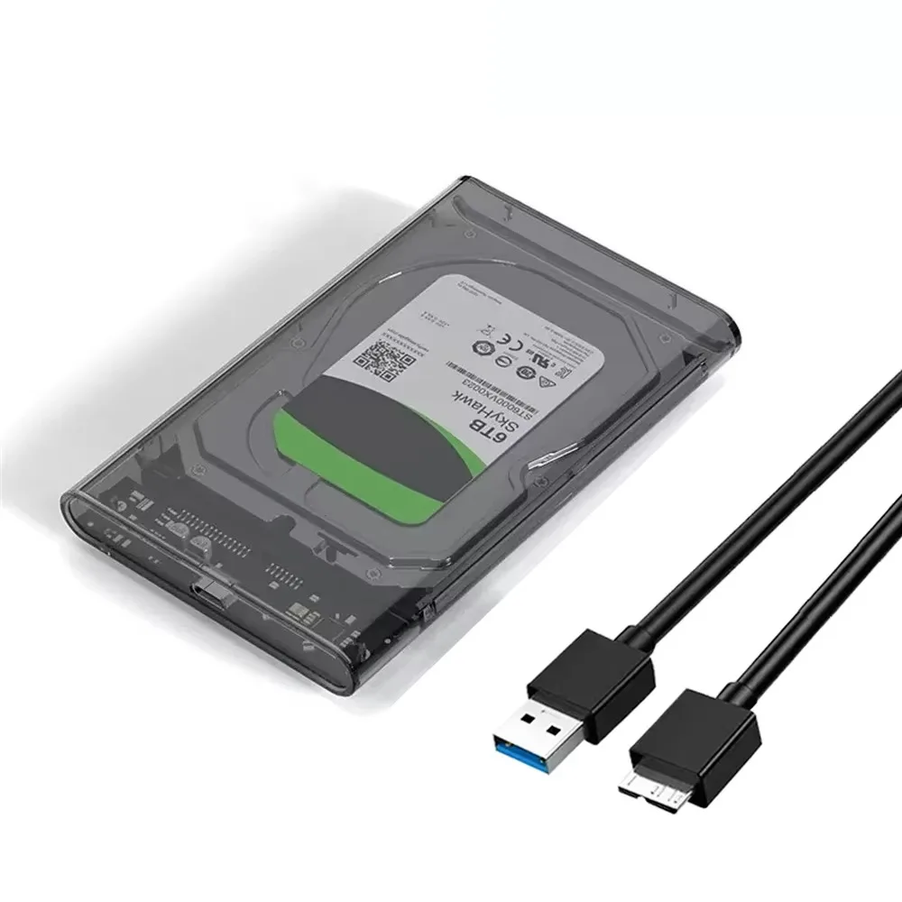 2.5 -tums extern hårddisk/ssd-fodral/usb 3.0 typ-c transparent hårddiskhölje för bärbar dator/sata/ssd-hårddisklåda: Grå