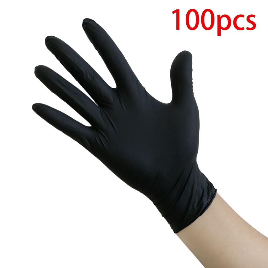 100 Stuks Zwarte Wegwerp Latex Nitril Handschoen Werkhandschoenen Food Grade Waterdichte Allergievrij Werk Veiligheid Handschoenen S/M/L Handschoenen