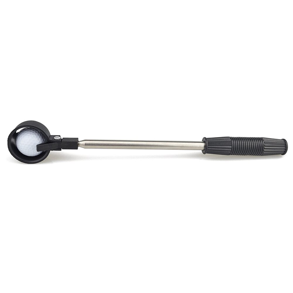 Golf Ball Picker Black Stainless Steel Automatic Locking Scoop Telescopic Extendable Retriever