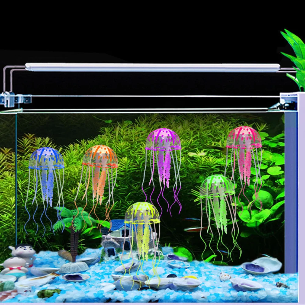 Aquarium Kunstmatige Zwemmen Lichtgevende Kwallen Decoratie Aquarium Siliconen Lichtgevende Kwallen Ornament Aquarium Landschap Decor