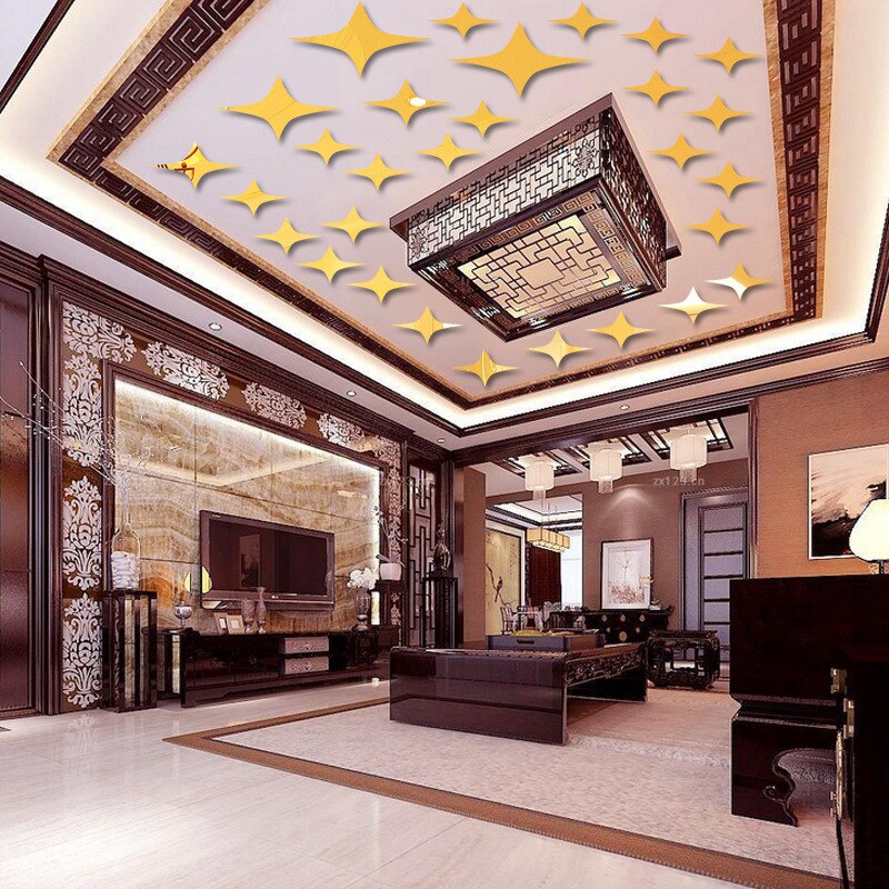 Jm215 hemelsterren acryl spiegel muursticker 3d driedimensionale acryl spiegel slaapkamer huisdecoratie spiegel muursticker