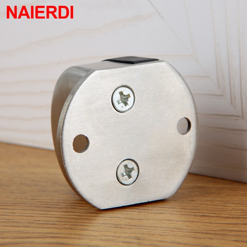 NAIERIDI Non-punch Sticker Water-proof Door Stop Stainless Steel Door Stopper Hidden Rubber Door Stop Furniture Door Hardware