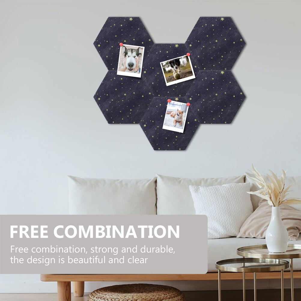Tablero de fieltro hexagonal de 2 piezas, tablón de anuncios de pared artesanal, autoadhesivo, tablero de mensajes