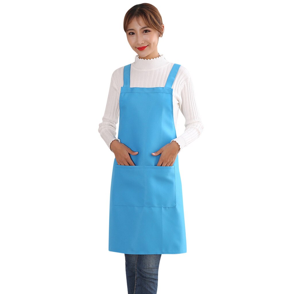 Adjustable Cooking Kitchen Apron Water Resistance Waterproof Female woman lady Men Chef Apron Japanese-style: Light blue