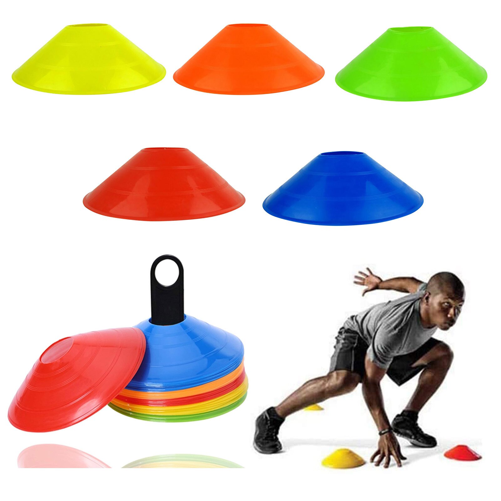 10/20/50PC Marking Cone Competitive Cross Training Outdoor Exercise Football Sports Cone Marking Disc Obstacle Equipment